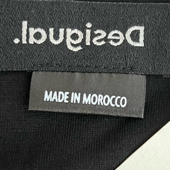 Desigual Women’s Sheer Mesh Top with Printed Design & Rhinestones Lined Fits S-M - Picture 7 of 11